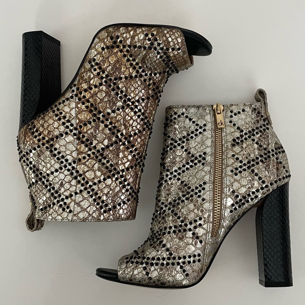 NEW!! Calvin Klein Jules Snakeskin Bootie!! Rhinestone studded - Picture 3 of 6